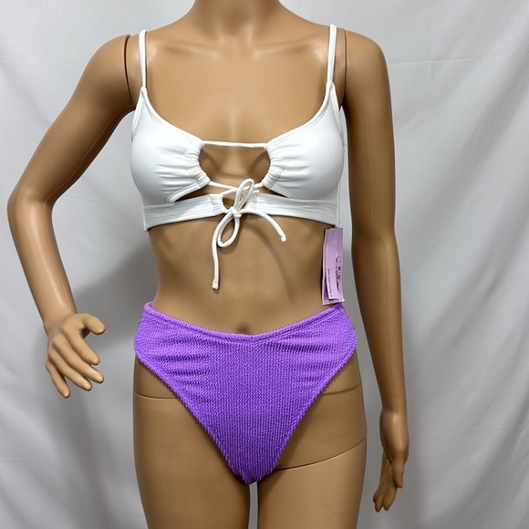 Wild fable Purple Ribbed Extra Cheeky High Waist& High Leg Bikini Bottom… - Picture 7 of 7